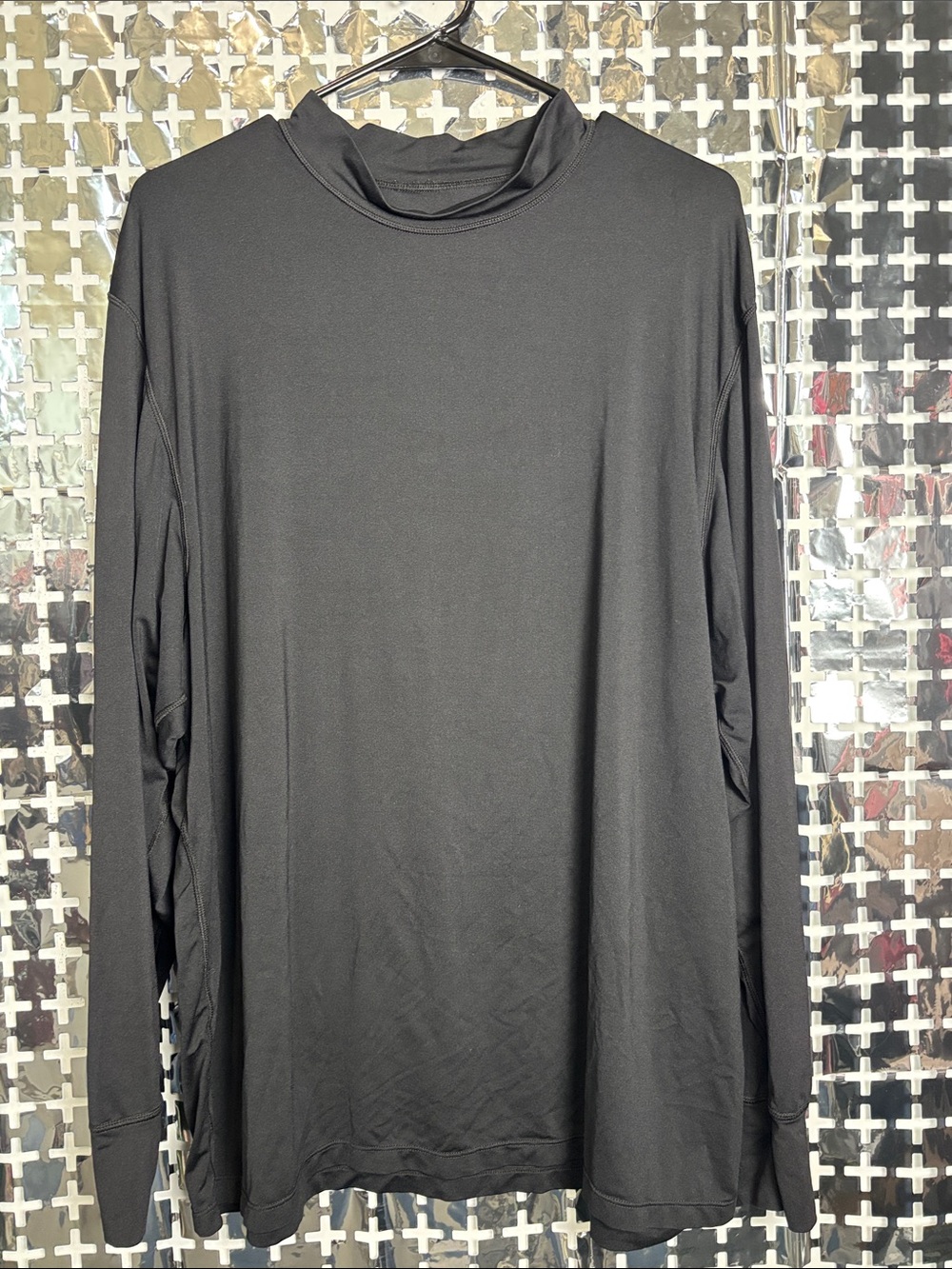 Men's Black Long-Sleeve Mock Neck Performance Shirt